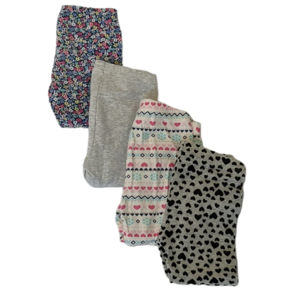 Carter's pants bundle of 4 size 12 months, hearts floral snow Girls Leggings